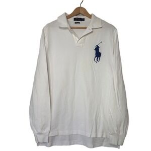 Polo Ralph Lauren White Long Sleeve Big Pony Polo Long Sleeve Custom Fit Shirt